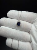 18" Silver Box Chain & 1ctw Lab Sapphire Pendant with Natural Diamond Accents 2.9g