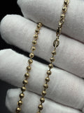 24" 14k Yellow Gold Dia Cut Moon Bead Chain 3mm 15.63g
