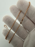 16" 14K Rose Gold Diamond Cut Moon Bead 2mm 5.02g