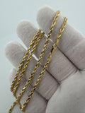24" 14k Yellow Gold Rope 3mm 18.4g