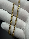 22" 14k Yellow Gold Dia Cut Moon Bead Chain 3mm 14.6g