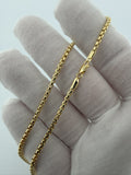 24" 14k Yellow Gold Rounded Box 2.5mm 8.56g