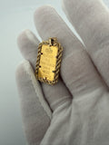 5g 24K Pamp Rose Bar in 14K Yellow Gold Rope Bezel 5mm Bail 8.0g