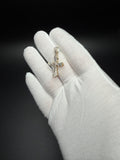 1.25" 10K Yellow Gold 1/2ctw Natural Diamond Cross Pave with Bezel Accents 4mm Bail 3.3g