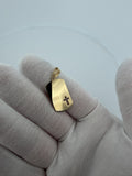 1.25" 14K Yellow Gold Dog Tag with Cross Cutout 3.1mm Bail 1.9g