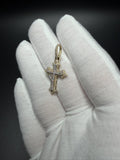 1.25" 10k Yellow Gold 1/2ctw VS/VVS Lab Diamond Budded Cross 6mm Bail 1.7g