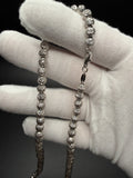 22" 14K White Gold Diamond Cut Moon Bead 6mm 39.6g