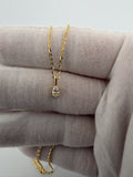 18" Gold over Silver Chain 1/4ctw Oval Lab Diamond Solitaire Pendant 1.4g