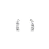 1.50ctw lab grown diamond 3-stone huggie hoop earrings in 14K white gold - Ott Family Jewelry