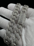 22" 14mm 25ctw Moissanite Silver Cuban Link 139.5g