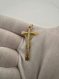 2" 14k Yellow Gold Crucifix on Square Cross High Detail 3mm Bail 4.0g