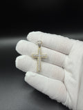 1.5" 10k Yellow Gold 3/4ctw Natural Diamond Double Row Cross 6.5mm Bail 3.3g