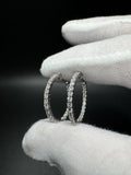 25mm 14k White Gold 2ctw Lab Diamond Inside Out Hoops 5.5g