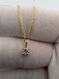 18" Gold over Silver Chain 1/4ctw Round Lab Diamond Solitaire Pendant 1.5g