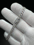 7.5” Moissanite Silver Cuban Bracelet 6mm 10.3g