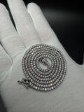 24" Silver 2mm 22ctw Moissanite Tennis Chain 22.0g