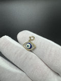 3/4” 10k Yellow Gold Evil Eye Pendant 1/3ctw Natural Diamond 3mm Bail 1.23g
