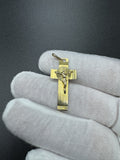 1.5” 14k Yellow Gold Square Cross & Crucifix 5mm x 2.5mm Bail 3.12g