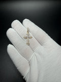 1.25" 10k Yellow Gold 1/2ctw VS/VVS Lab Diamond Budded Cross 6mm Bail 1.7g