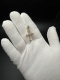 1.25" 10K Yellow Gold 1/2ctw Natural Diamond Cross Pave with Bezel Accents 4mm Bail 3.3g