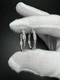 20mm 14k White Gold 1ctw VS/VVS Lab Diamond Channel Set Inside Out Hoops 5.1g