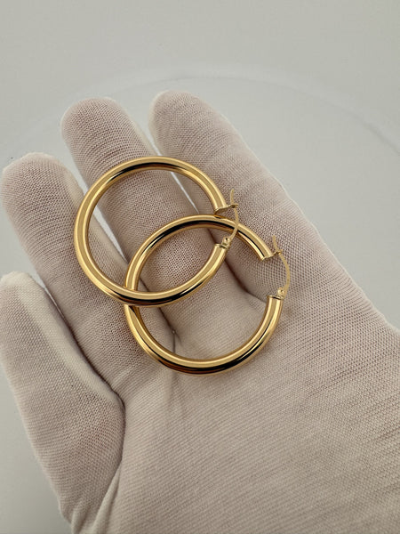 40mm x 4mm 18k Yellow Gold Hoops 4.84g