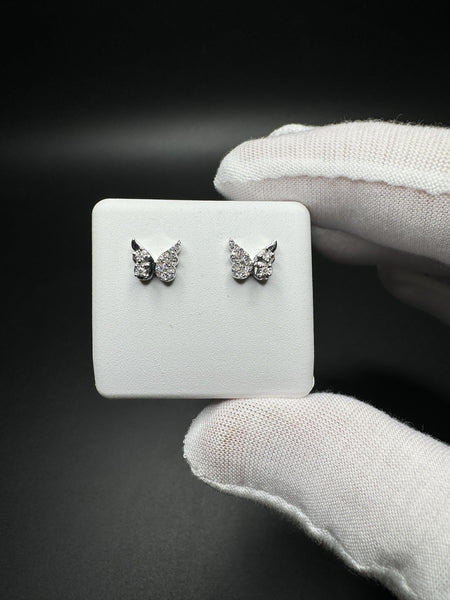 10mm 10k White Gold 1/10ctw Natural Diamond Butterfly Earrings 1.4g