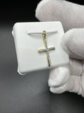 1” 10k Yellow Gold Cross 1/8ctw Natural Diamonds 2.2mm Bail .7g
