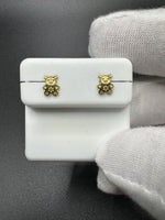 7mm 14k Yellow Gold Teddy Bear Studs Screw Back Posts