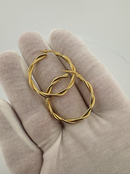 30mm 18k Yellow Gold Twisted Hoops 2.2g