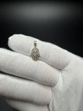 3/4" 10k Yellow Gold Hamsa 1/4ctw Natural Diamond Pendant 3mm Bail .9g