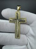 New 2.5” 14k Yellow Gold Diamond Cut Square Cross 7mm Bail 7.05g