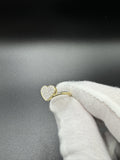 Size 7 10k Yellow Gold Iced Out Heart Ring with Natural Diamonds 1.7g