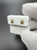 7mm 14k Yellow Gold Teddy Bear Studs Screw Back Posts