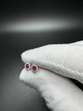 6mm 14k White Gold Natural Ruby Studs with Natural Diamond Halo 1.4g