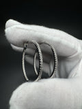 30mm Silver .5ctw Natural Diamond Inside Out Hoops 5.0g
