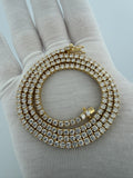 22" Gold over Silver 18ctw VS/VVS Lab Diamond Tennis Chain 3.5mm 33.1g