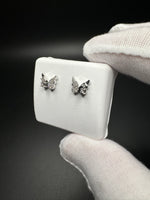 10mm 10k White Gold 1/10ctw Natural Diamond Butterfly Earrings 1.4g