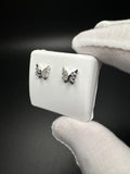 10mm 10k White Gold 1/10ctw Natural Diamond Butterfly Earrings 1.4g