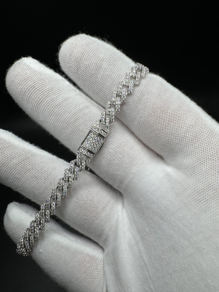 8” Moissanite Silver Cuban Bracelet 6mm 11.6g