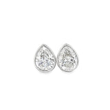 2.00ctw pear shape lab grown diamond bezel set martini stud earrings in 14K white gold - Ott Family Jewelry