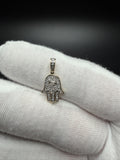 3/4" 10k Yellow Gold Hamsa 1/4ctw Natural Diamond Pendant 3mm Bail .9g