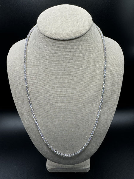 24” 3mm 22ctw Moissanite & Silver Tennis Chain 27.5g