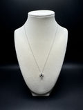 18” Silver Chain & 15mm Natural Sapphire and White Topaz Cross 1.4g