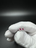 6mm 14k White Gold Natural Ruby Studs with Natural Diamond Halo 1.4g