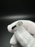 Size 7 14k White Gold 4/10ctw Natural Diamond 3 Cluster Flower Set Ring 3.22g