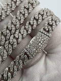 22 inch 8mm 16.5ctw VS/VVS lab diamond Cuban chain in sterling silver, 48.5g, view 12 - Ott Family Jewelry