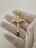 2.5” x 1.5” 14k Yellow Gold 3D Crucifix 8mm Bail 3.6g