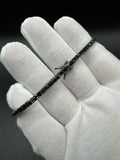 8” 3mm Silver Black Rhodium & Black Spinel Tennis Bracelet 12.0g