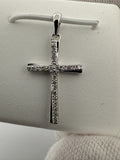 1” 10k White Gold Cross 1/8ctw Natural Diamonds 2.2mm Bail .7g